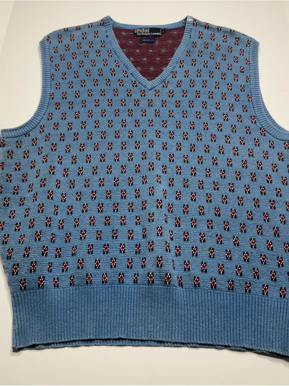Polo Ralph Lauren Fair Isle Blue Knit V-Neck Sweater Vest